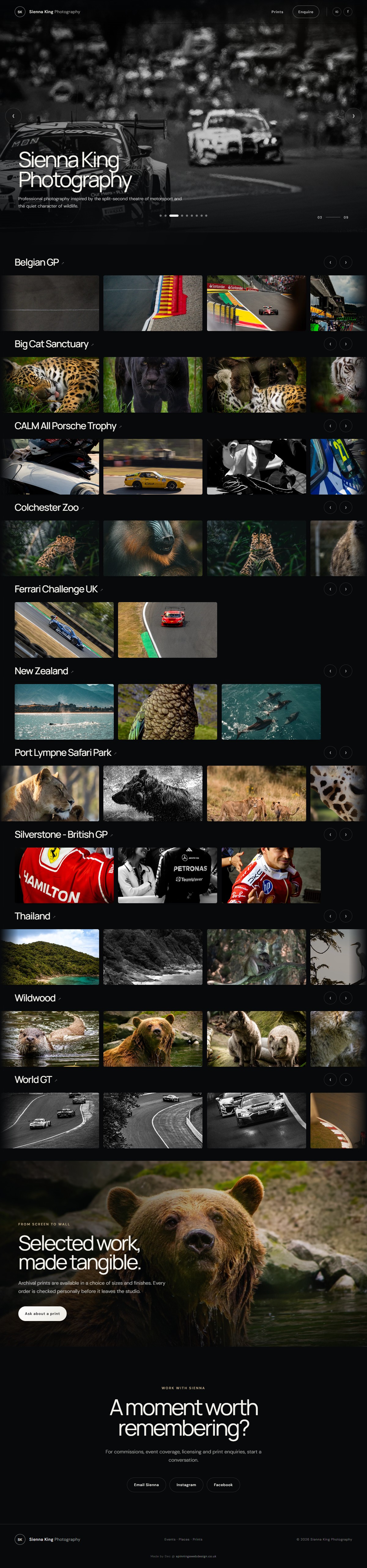 Full website design for Sienna King Photography